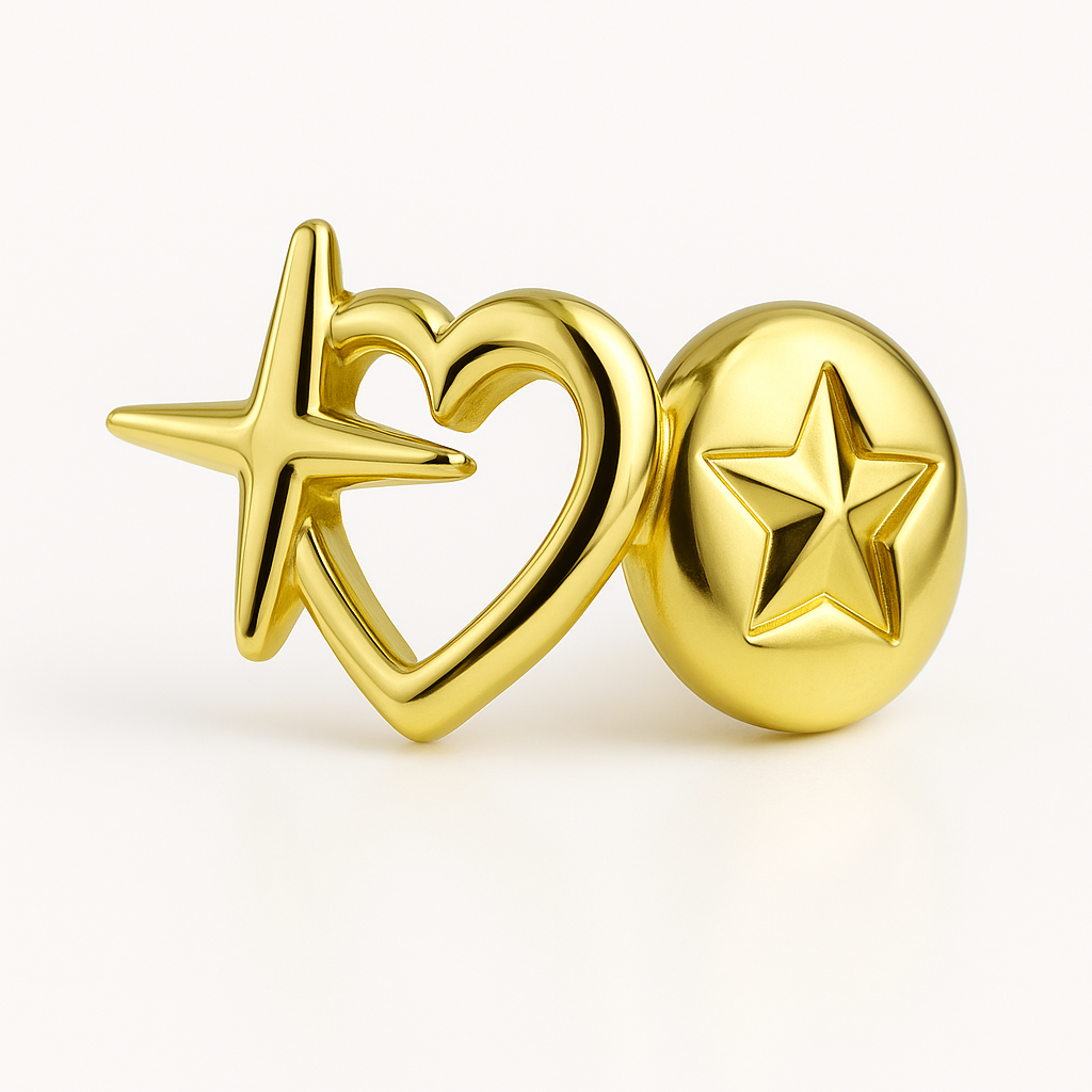 Grillz Golden Duo – Cœur & Étoile