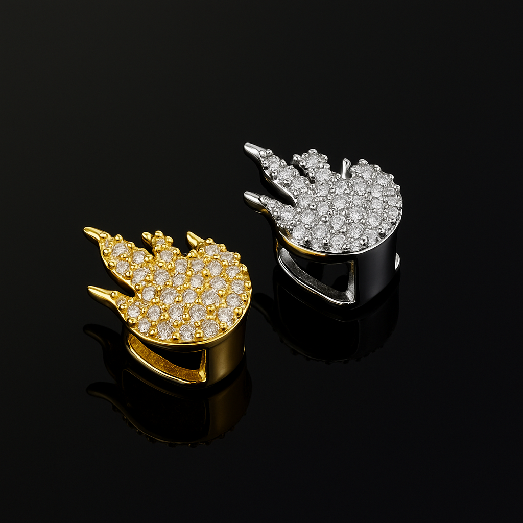 Grillz Flamme Or & Strass – L’Éclat Suprême