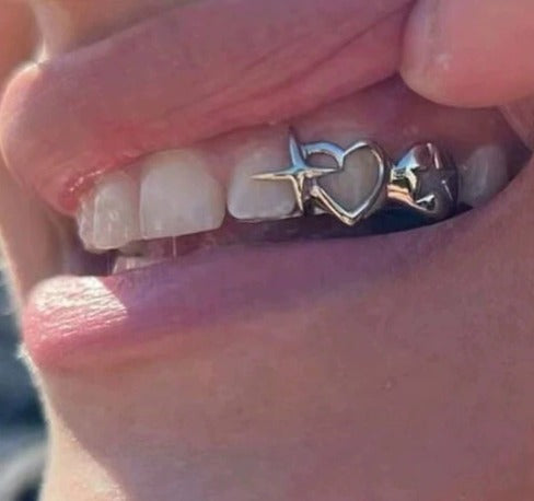 Grillz Golden Duo – Cœur & Étoile