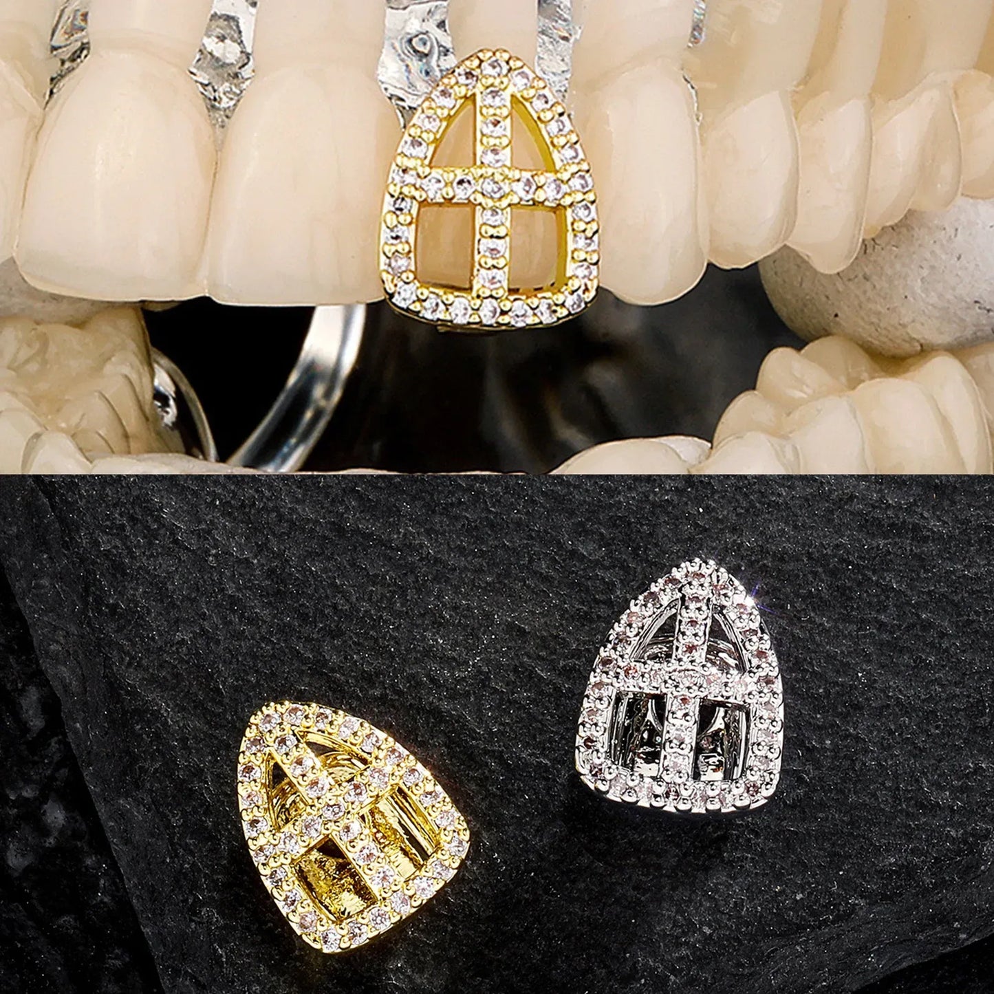 Grillz Dent Croisé Creux Givré