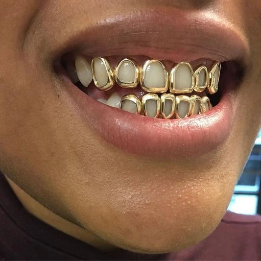 Set Complet de Grillz Dent Creuse Plaquée